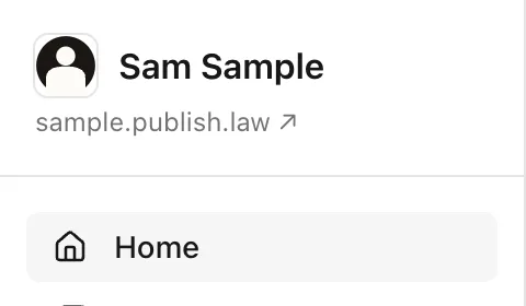 The site name and address at the top of the dashboard sidebar